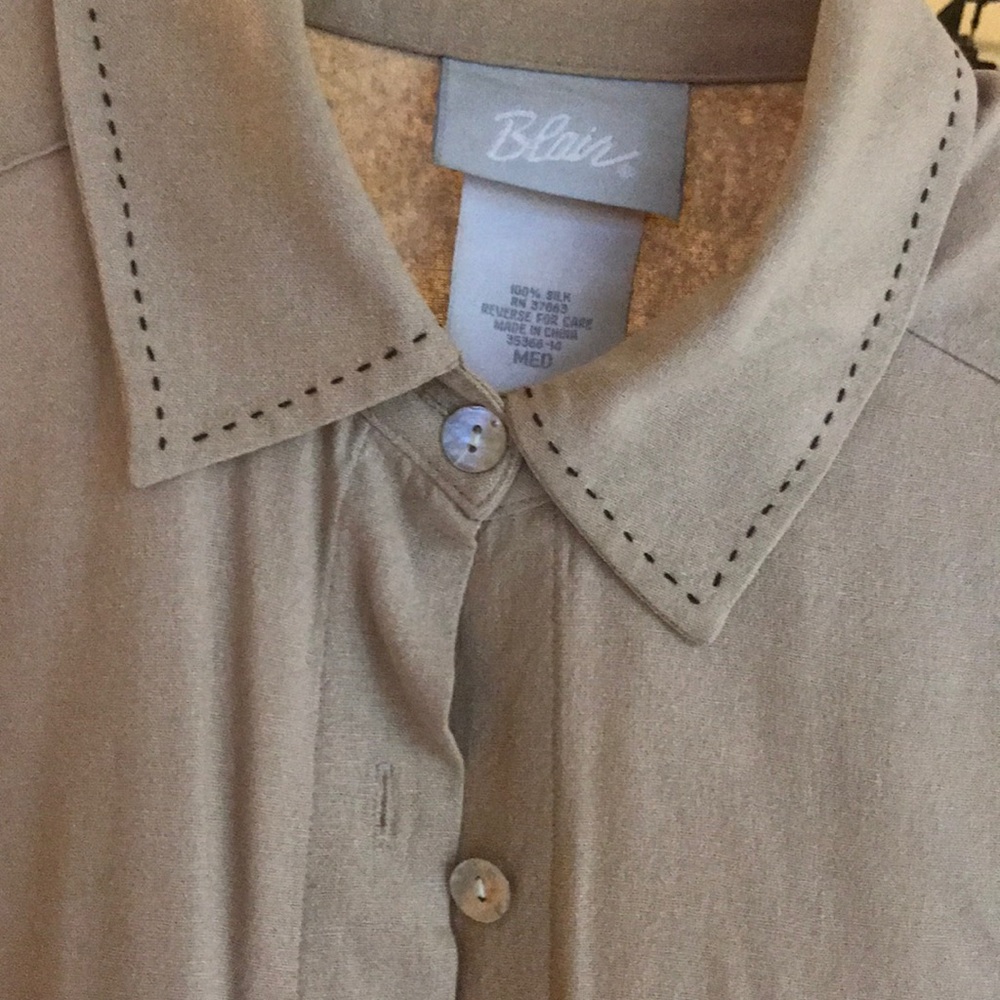 Blair tan w embroider on the pocket and neck